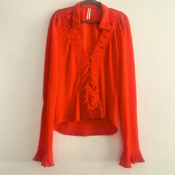 Anthropologie Long-Sleeve Textured Buttondown Top Size XL - Picture 5 of 15